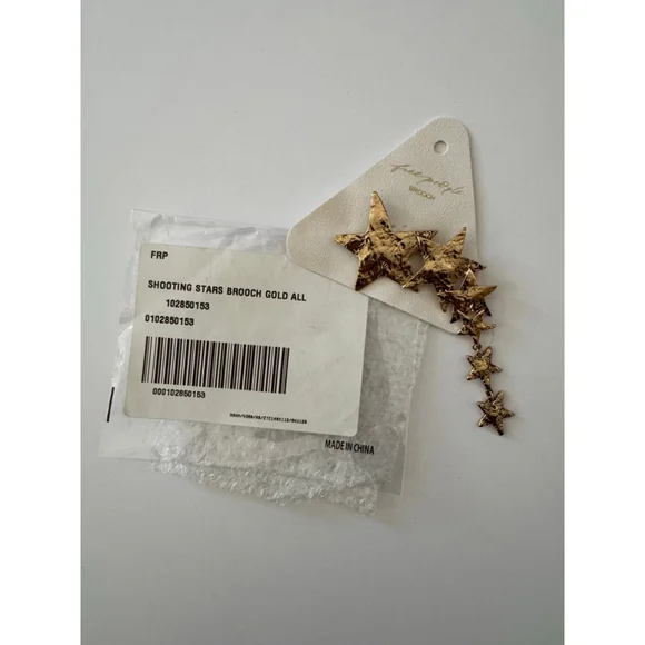 Free People Shooting Stars Brooch Gold NWT - Picture 4 of 4